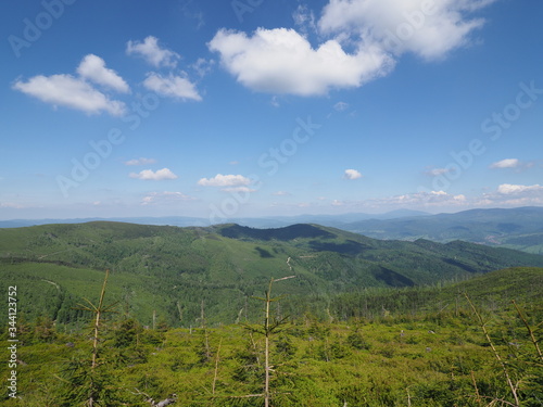 Beskids Mountains range landscape near Salmopol pass Poland photo