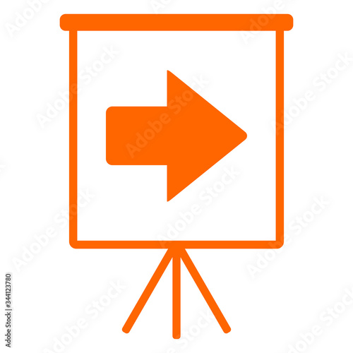 Pfeil nach rechts und Flipchart