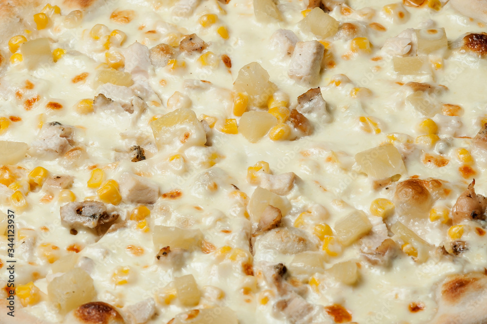 cooked pizza with cheese close-up
cooked pizza with cheese close-up