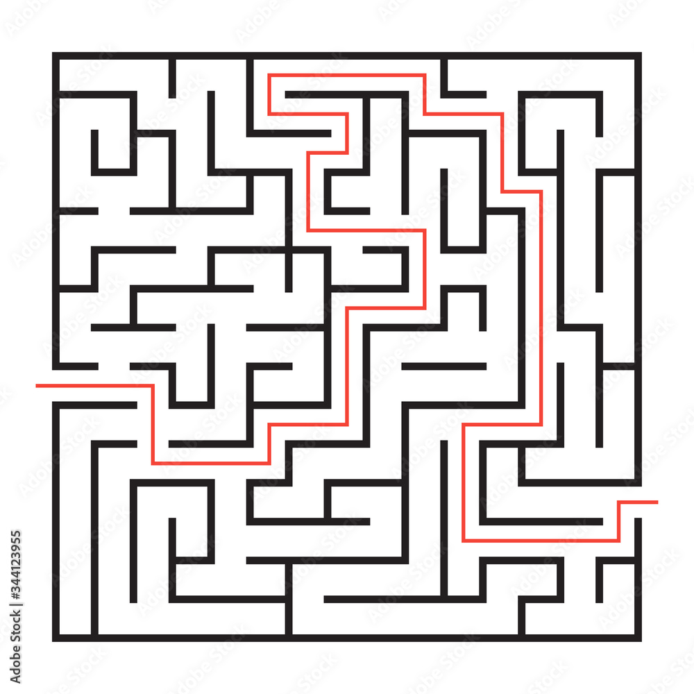 Labyrinth game. Maze or puzzle design. Find the way and right solution for exit. Vector illustration.