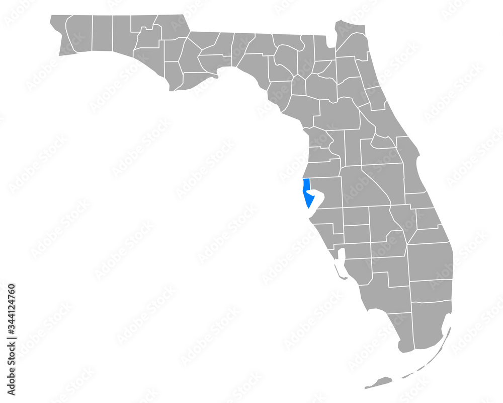 Fototapeta Karte von Pinellas in Florida