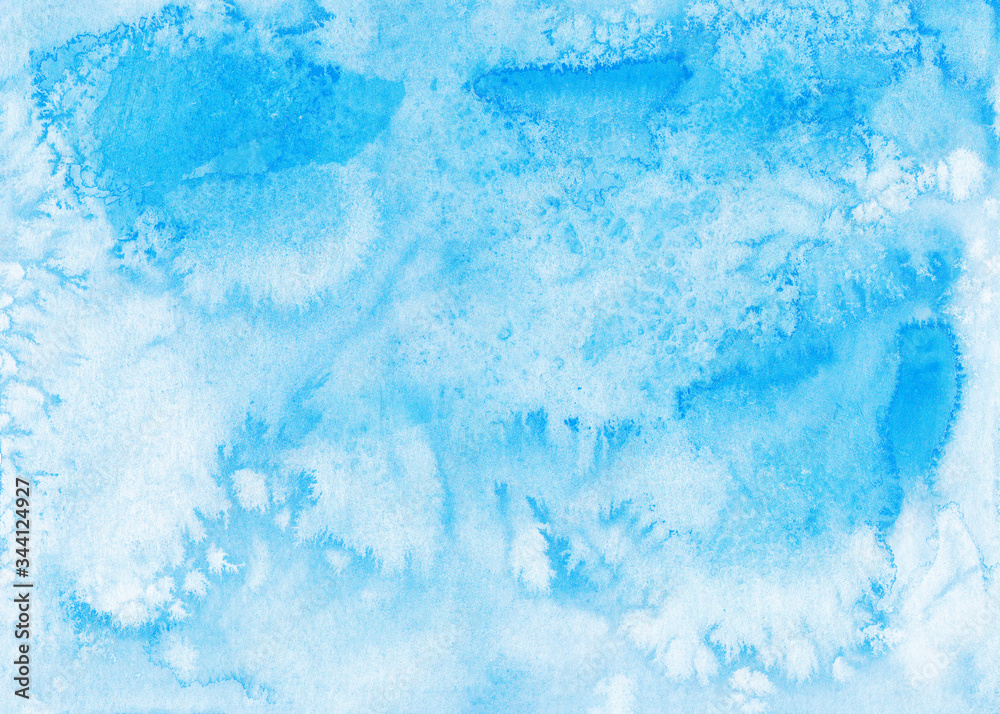 Blue watercolor background Sky Abstract texture with stains and washes