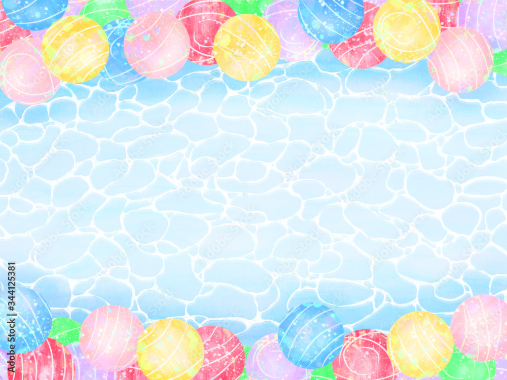 カラフルな水ヨーヨーの横フレーム水模様 Stock イラスト Adobe Stock