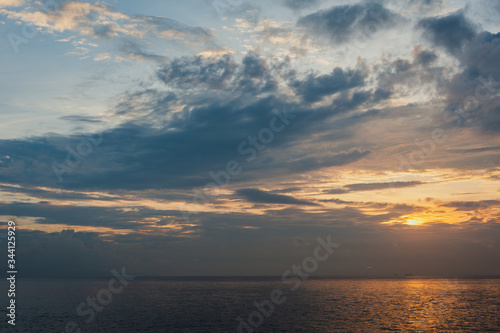 Magical dramatic sunset on a tropical beach.