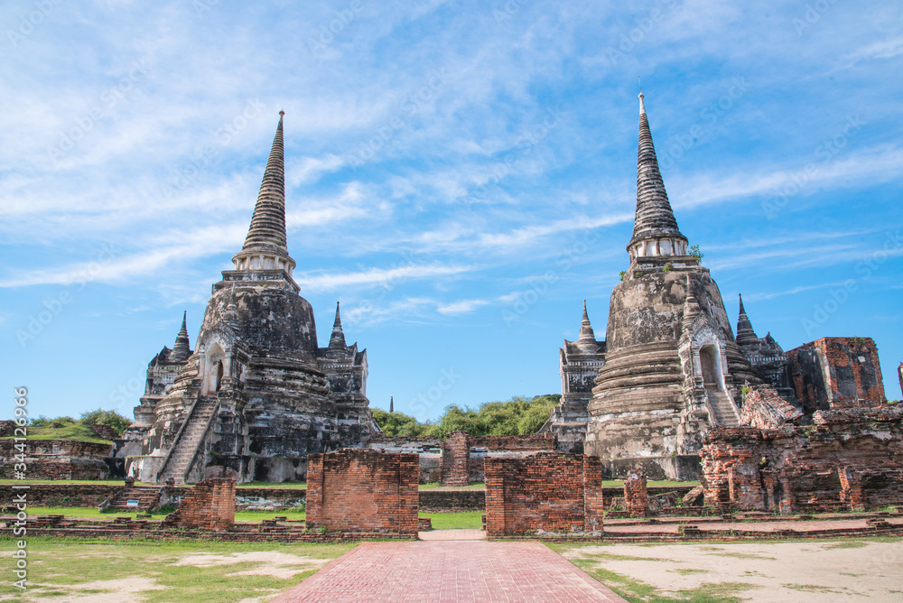 Wat Phra Si Sanphet Is the former royal temple of the ancient palace Located at Tambon Pratu Chai Phra Nakhon Si Ayutthaya District Phra Nakhon Si Ayutthaya Province, Thailand Wat Phra Si Sanphet Is the former royal temple of the ancient palace Located at Tambon Pratu Chai Phra Nakhon Si Ayutthaya District Phra Nakhon Si Ayutthaya Province, Thailand