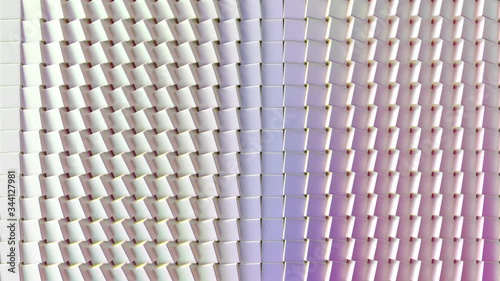Abstract background with pearlescent pulsating, moving cubic surface. Motion design template. 4K, UHD loop animation. 3d rendering dynamic composition for intro.