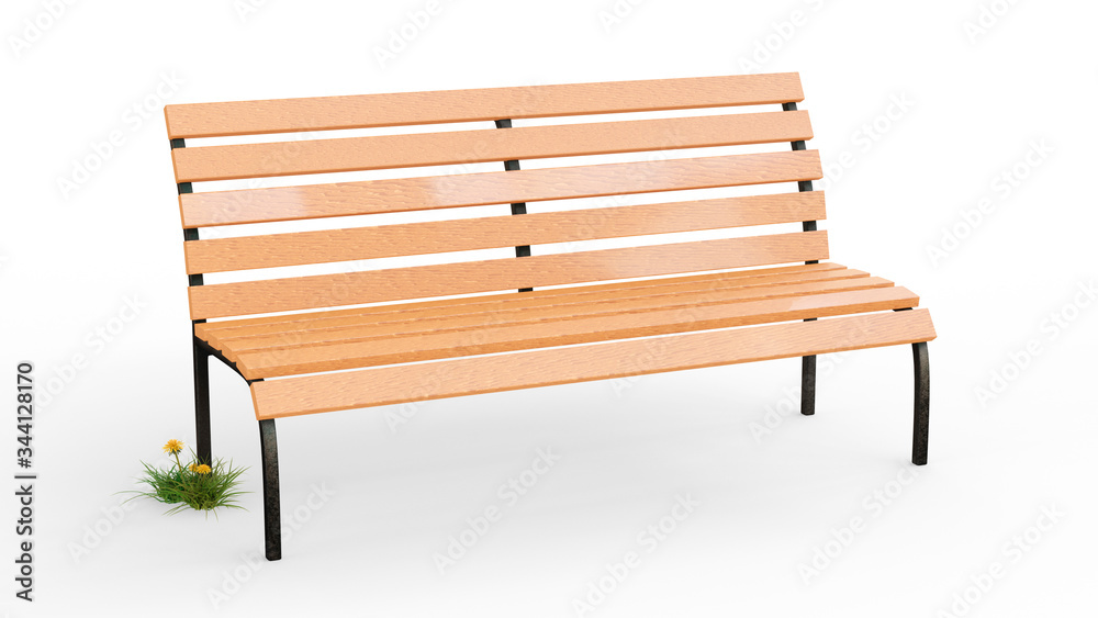 A wooden bench isolated on a white background. 3d image A wooden bench isolated on a white background. 3d image