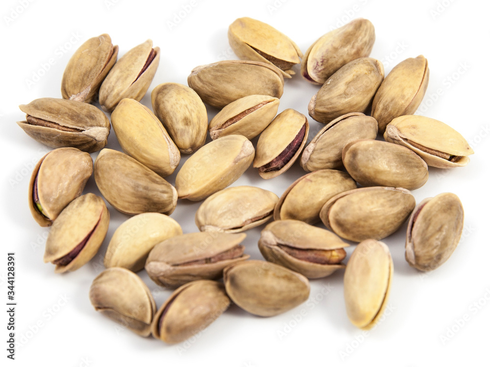 pistachio nuts isolated on white background