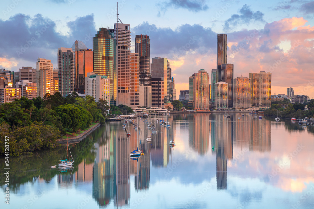 Garden poster Brisbane. Cityscape image of Brisbane skyline during sunrise  in Australia. - Nikkel-Art.co.uk