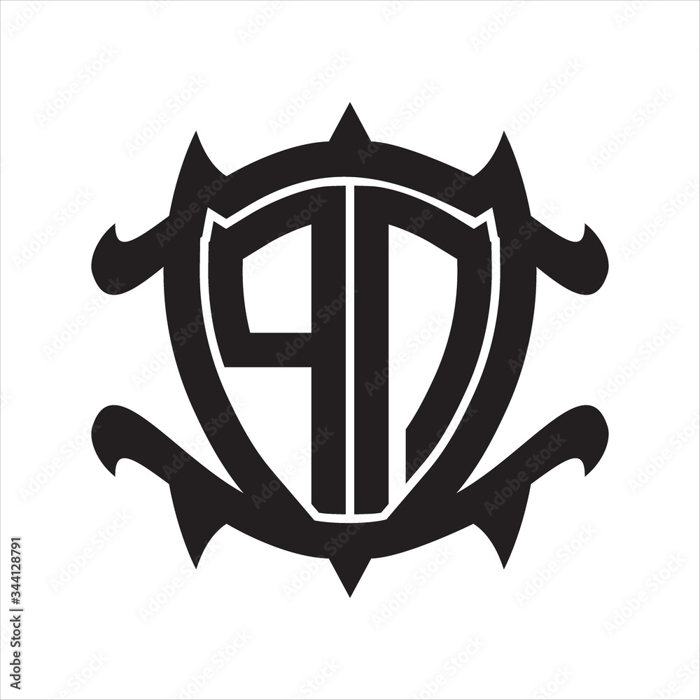 PN Logo monogram isolated with frame shield shape design template PN Logo monogram isolated with frame shield shape design template