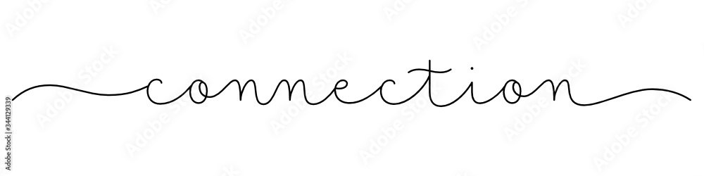 CONNECTION black vector monoline calligraphy banner with swashes CONNECTION black vector monoline calligraphy banner with swashes