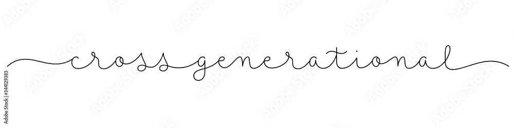 CROSS-GENERATIONAL black vector monoline calligraphy banner with swashes