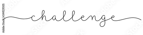CHALLENGE black vector monoline calligraphy banner with swashes