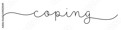 COPING black vector monoline calligraphy banner with swashes