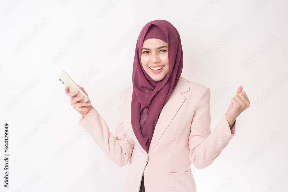 Beautiful business woman with hijab portrait on white background Beautiful business woman with hijab portrait on white background