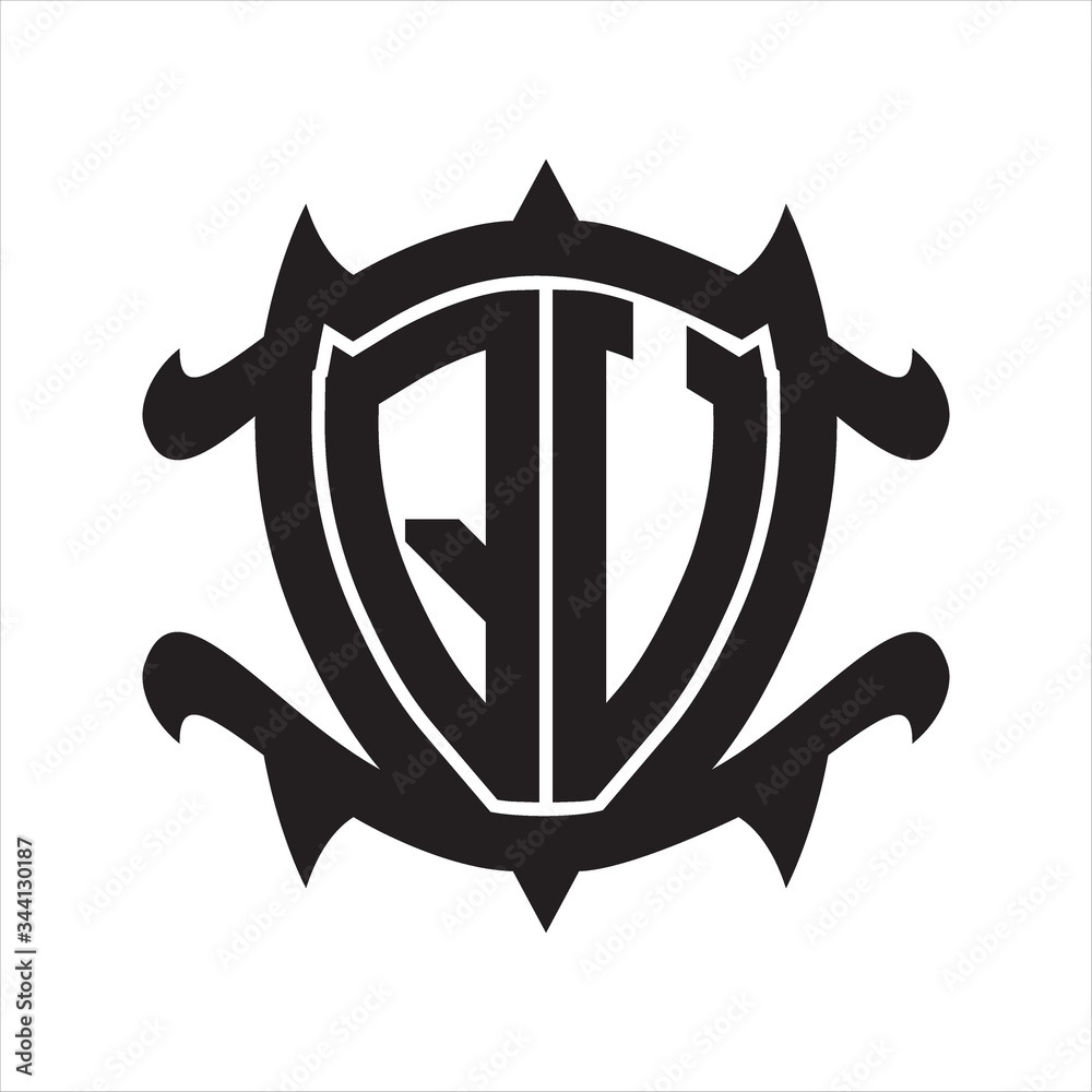 QV Logo monogram isolated with frame shield shape design template QV Logo monogram isolated with frame shield shape design template