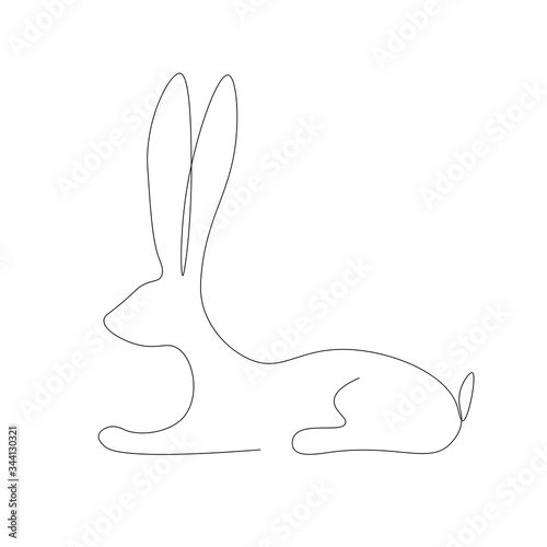 Bunny silhouette one line drawing vector illustration