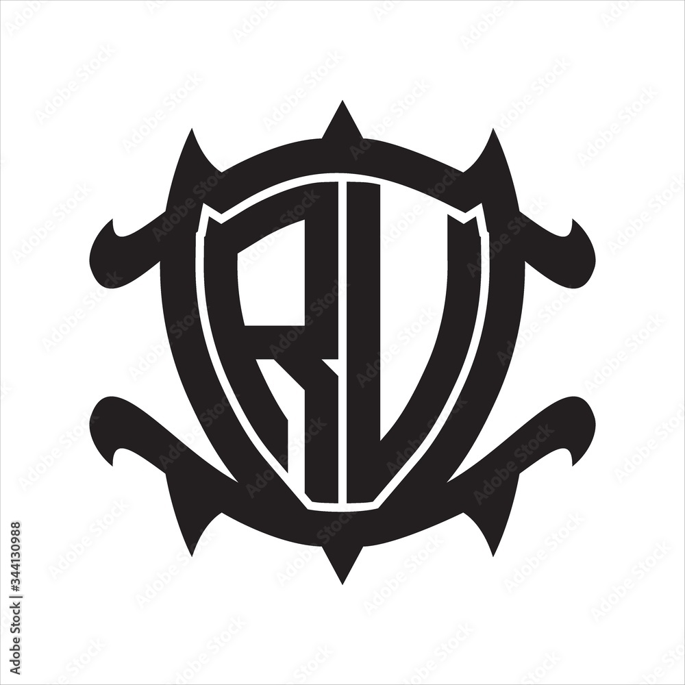RU Logo monogram isolated with frame shield shape design template RU Logo monogram isolated with frame shield shape design template