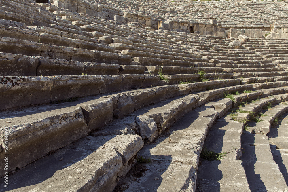 ruins of Ancient Greek  theatre, Perge, Antalya, Turkey.