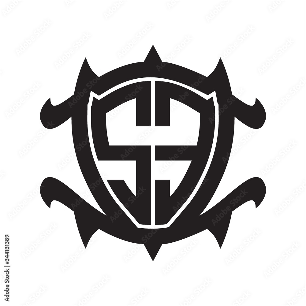 SE Logo monogram isolated with frame shield shape design template SE Logo monogram isolated with frame shield shape design template