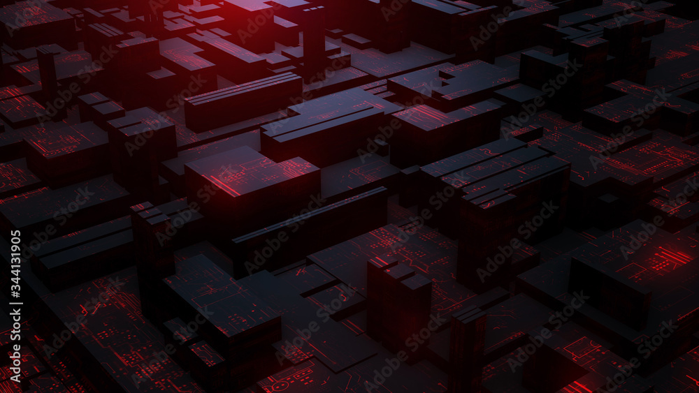 Digital Circuits Connection Red Digital Circuits Connection Red