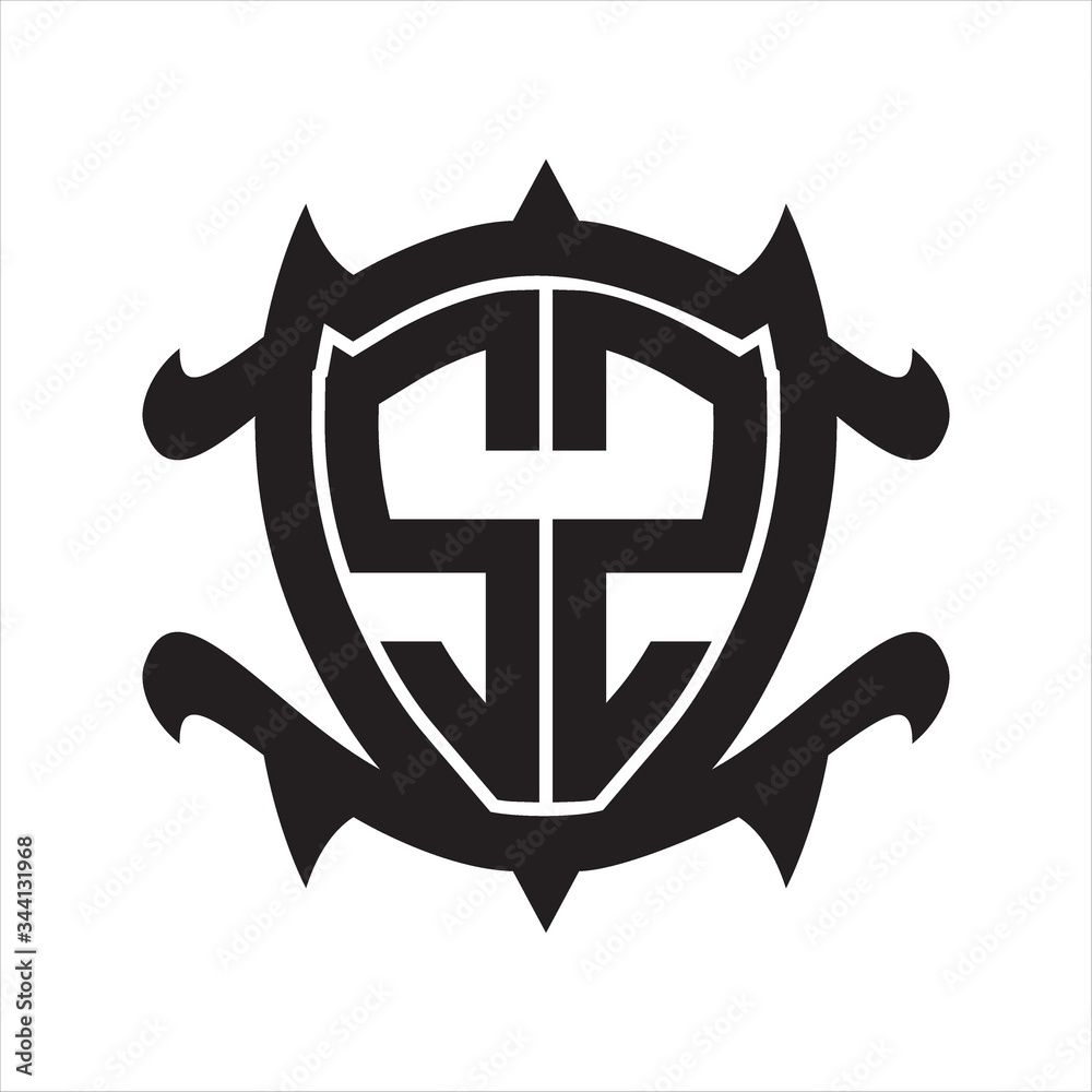 SZ Logo monogram isolated with frame shield shape design template SZ Logo monogram isolated with frame shield shape design template