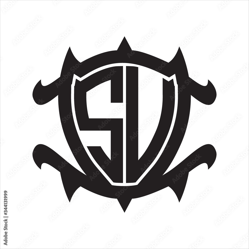 SU Logo monogram isolated with frame shield shape design template SU Logo monogram isolated with frame shield shape design template
