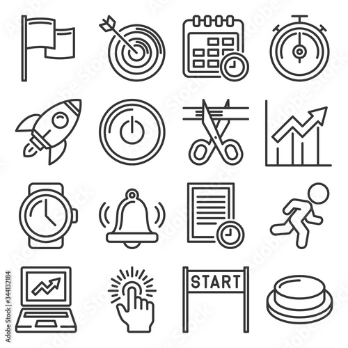 Start Up Business Icons Set on White Background. Line Style Vector