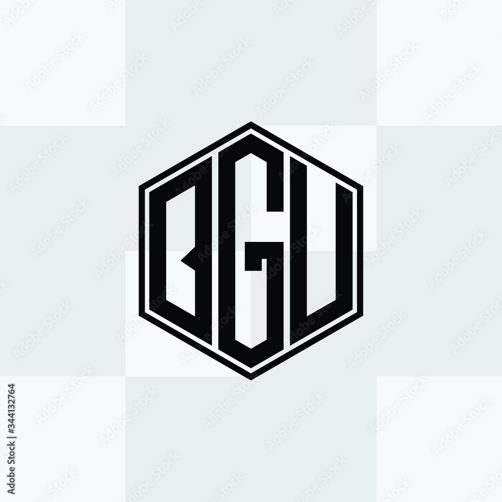 bgu letter original monogram logo design in a polygonal shape. bgu letter original monogram logo design in a polygonal shape.