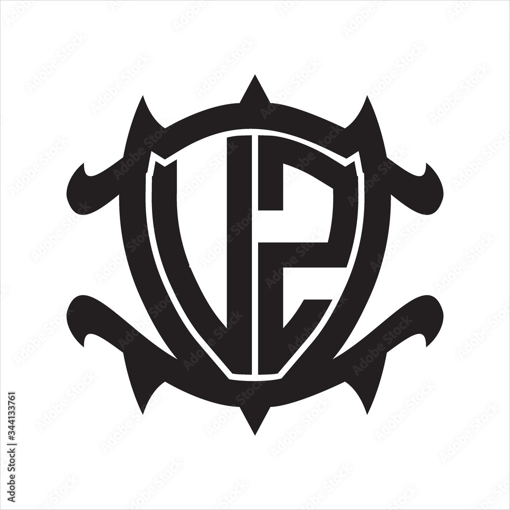 UZ Logo monogram isolated with frame shield shape design template UZ Logo monogram isolated with frame shield shape design template