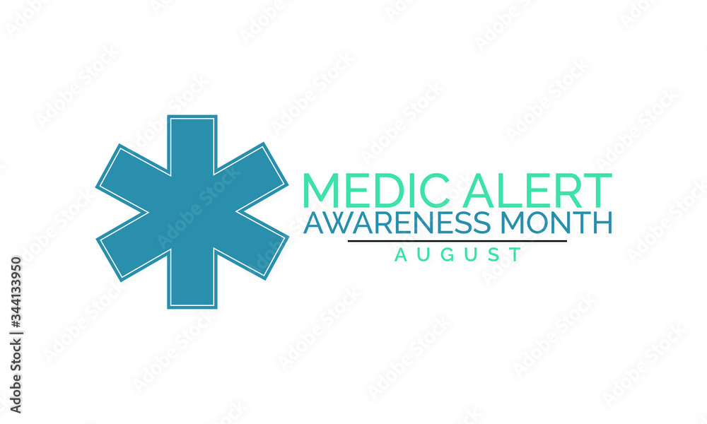 Obraz premium Vector illustration on the theme of Medic alert awareness month observed each year during August.