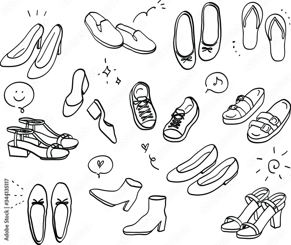 靴の手描きイラストのセット ファッション パンプス Vector De Stock Adobe Stock