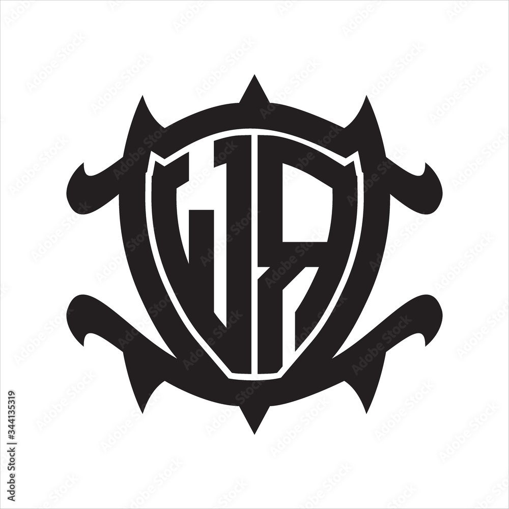 WR Logo monogram isolated with frame shield shape design template WR Logo monogram isolated with frame shield shape design template
