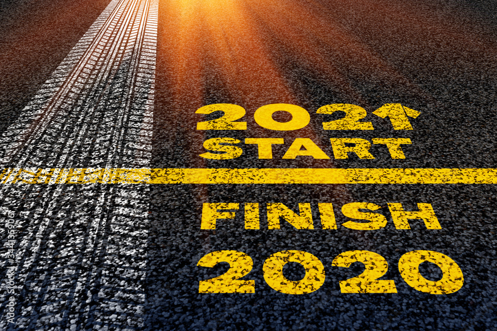 Obraz premium inspire innovation way to change 2020 to 2021 concept inscription