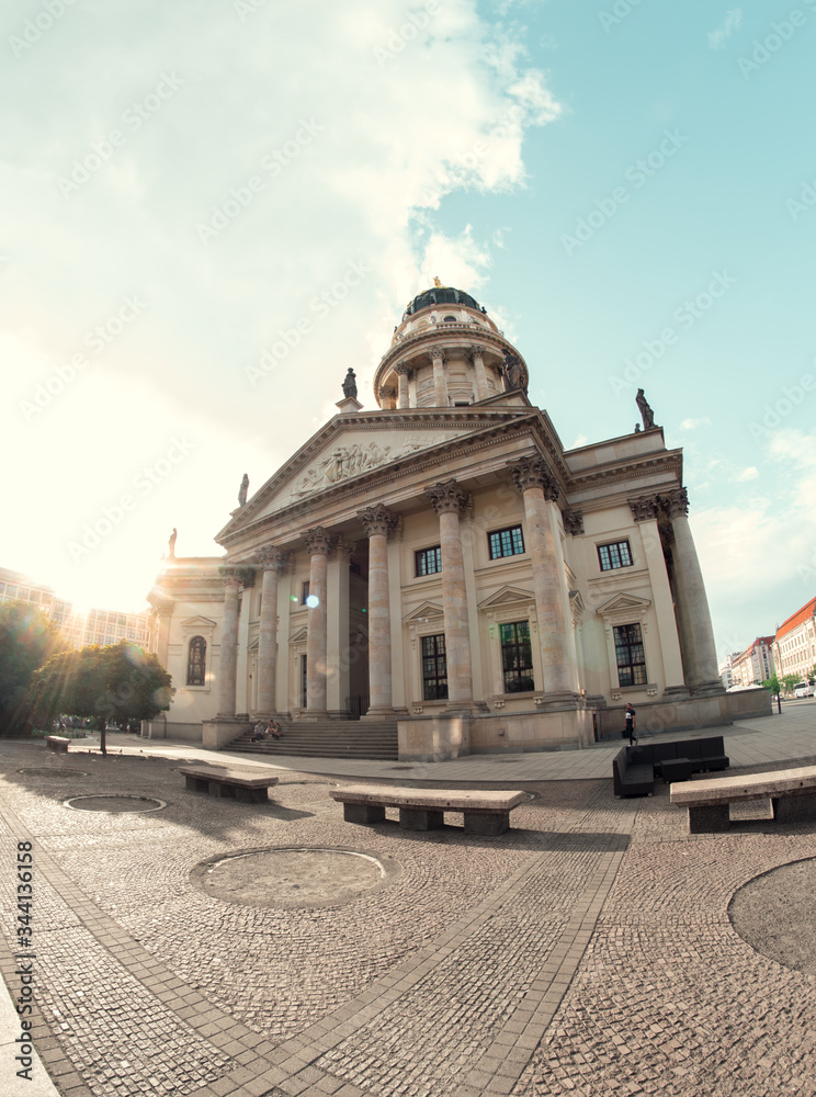 Berlin, Germany - July 20, 2019: sunset at Berlin cathedral