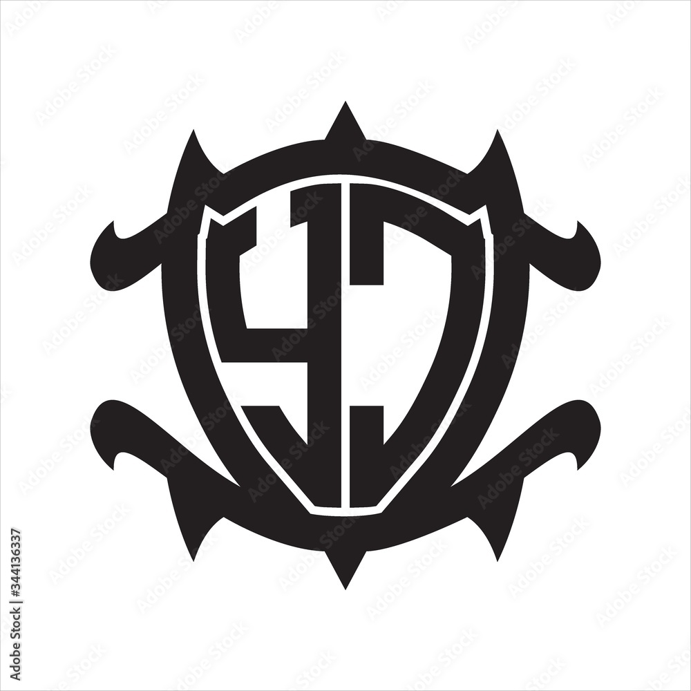 YC Logo monogram isolated with frame shield shape design template YC Logo monogram isolated with frame shield shape design template