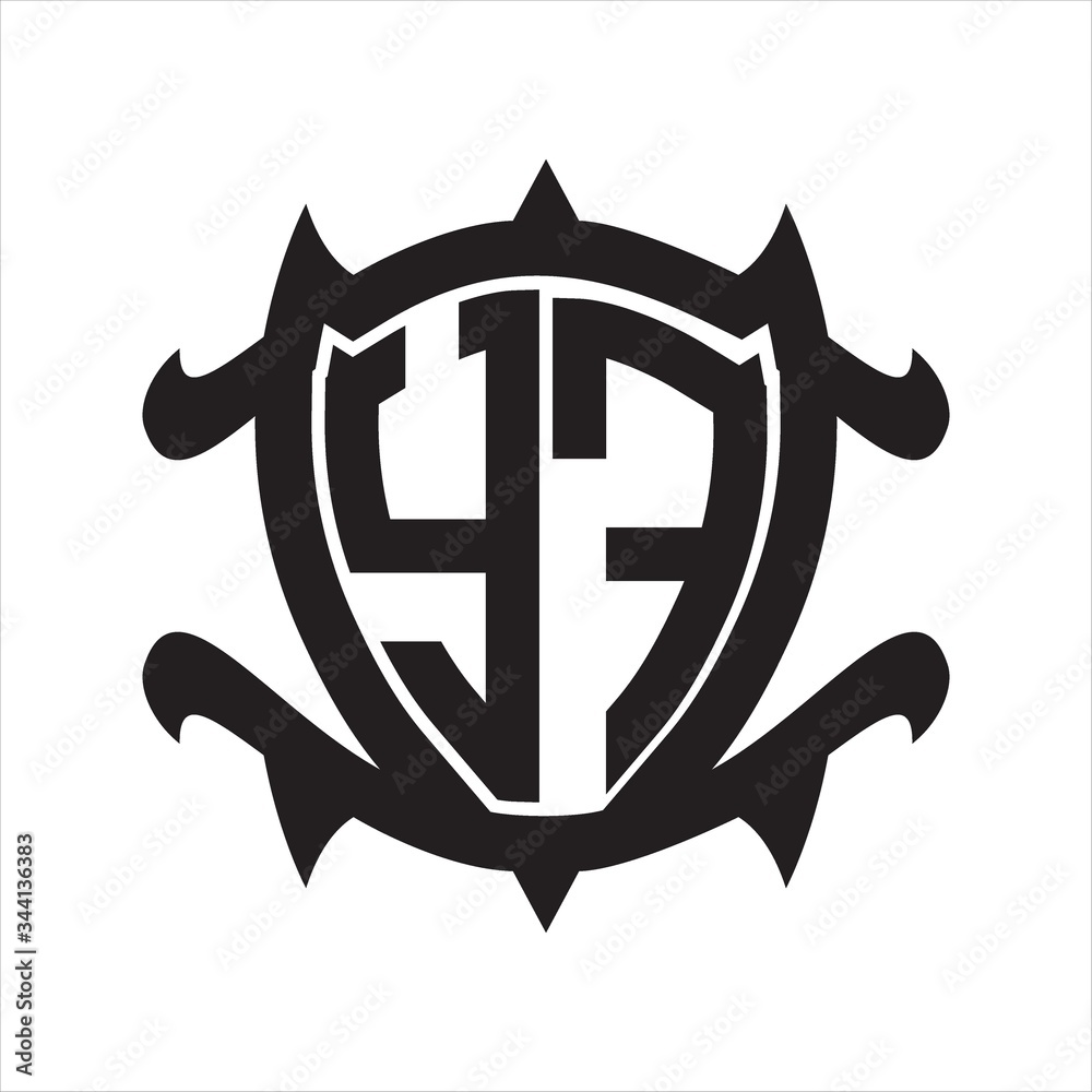 YF Logo monogram isolated with frame shield shape design template YF Logo monogram isolated with frame shield shape design template