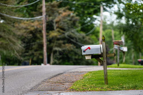 Obraz na plátně a traditional American mailbox on the side of a village road