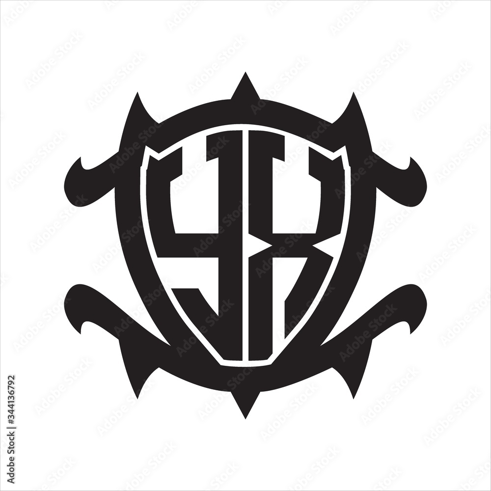 YX Logo monogram isolated with frame shield shape design template YX Logo monogram isolated with frame shield shape design template