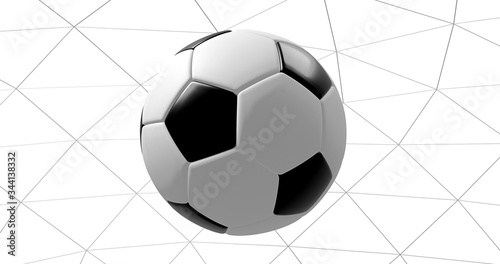 soccer ball in the net on a white background.3d rendering. © Narin Sapaisarn