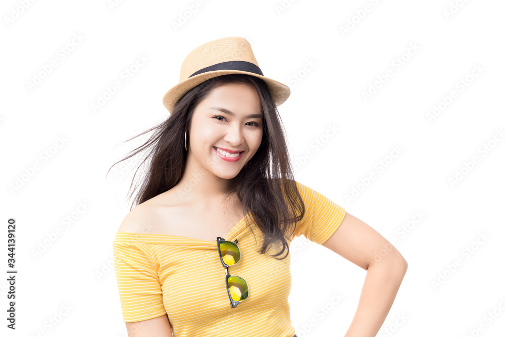 Young happy Asian woman with smiley wearing nice yellow dress. summer concept. Young happy Asian woman with smiley wearing nice yellow dress. summer concept.