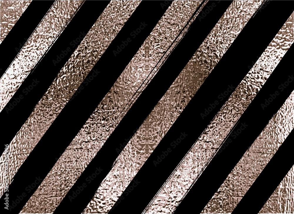 Blush gold pattern. Abstract golden quartz background. Vector illustration. Copper foil diagonal line Bronze glitter stripes Geometric pattern. Stylish texture Abstract minimal backdrop Patina effect.