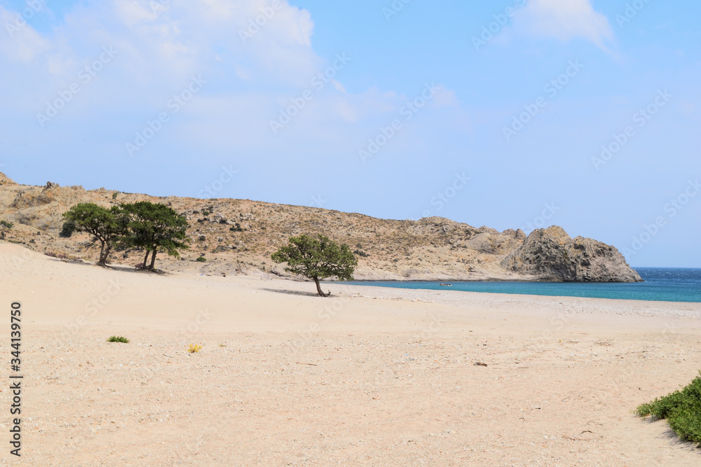 semi-desert landscape at Pachia Ammos beach - Samothraki island, Greece, Aegean sea