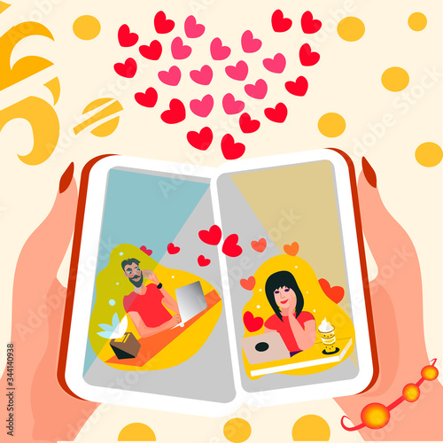 Internet dating online flirt and relation. Mobile service, application.