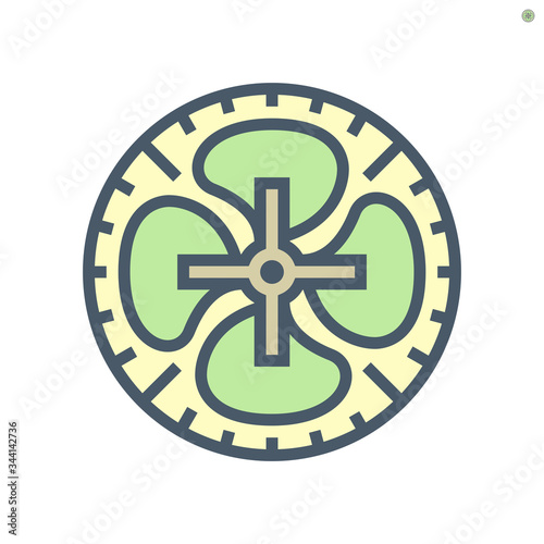 Fan blade vector icon design, 64x64 perfect pixel and editable stroke.