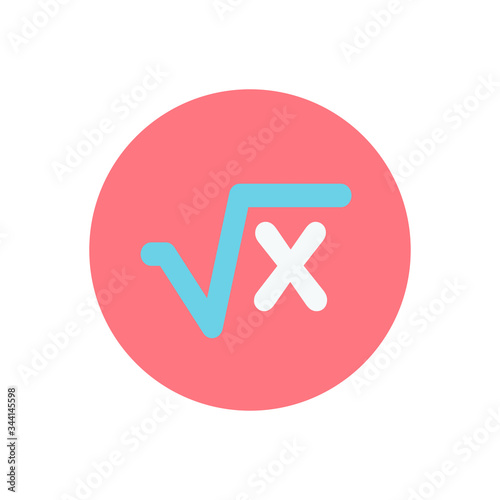 Math icon. Symbol of Square root of x. Mathematical formula.