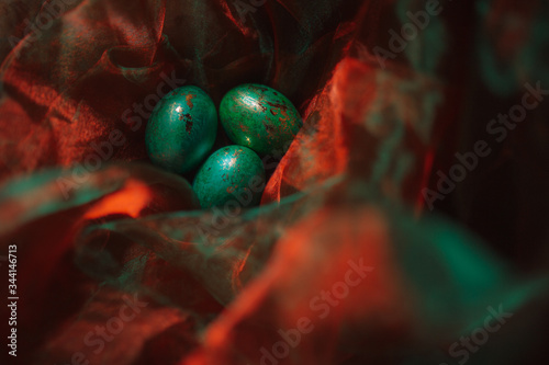 easter eggs in a nest