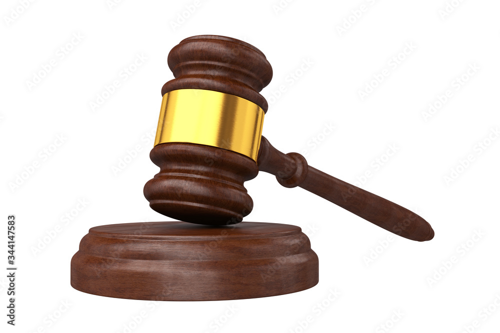 Judge gavel isolated on white background, 3D render Judge gavel isolated on white background, 3D render