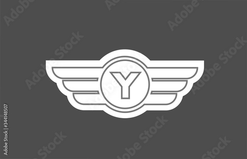 Y alphabet letter logo icon for business and company with line wing design