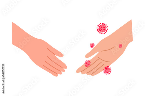 Risk of spreading red coronavirus infection bacterias by shaking hands